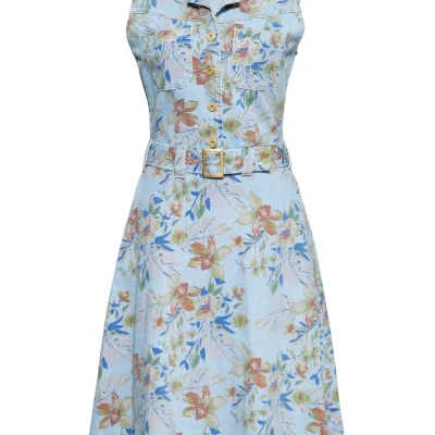 Retromekko Queen Kerosin Denim Workwear Swing Dress Hawaii