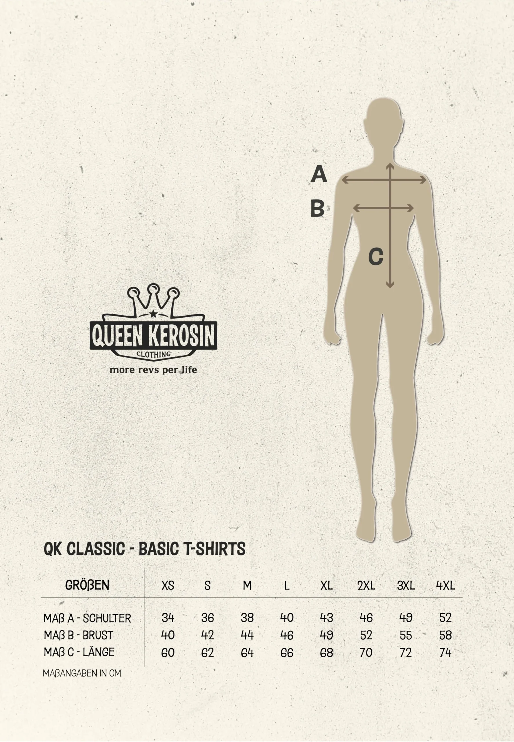 Queen Kerosin size chart T-Shirts