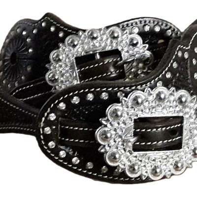Kannusremmit Cattleman's Crystal Spurstraps Black