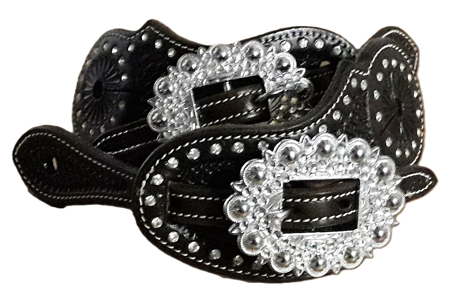 Kannusremmit Cattleman's Crystal Spurstraps Black