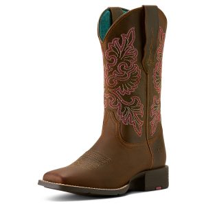 Ariat Women’s Round Up StretchFit W Square Toe Western Boot Sassy Brown