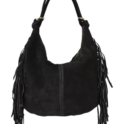 Hapsulaukku Florence Leather Suede Shoulder Bag with Fringes