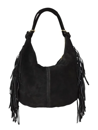 Hapsulaukku Florence Leather Suede Shoulder Bag with Fringes